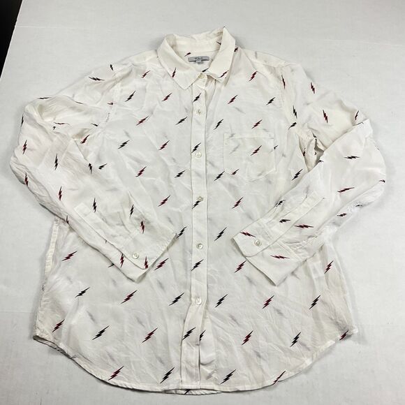 Rails Kate Shirt Silk Lighting Bolt Print Blouse Long Sleeve Button Down M Top - Picture 1 of 10
